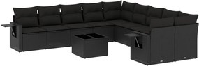 vidaXL 11 részes fekete polyrattan kerti ülőgarnitúra párnákkal