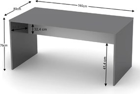 Íróasztal, grafit/féher, RIOMA NEW TYP 16