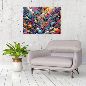 Üveg kép - Színes graffiti (70x50 cm)