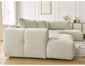 Bézs kinyitható-tárolóhelyes sarokkanapé (jobb oldali-U alakú) Fuji – Bobochic Paris