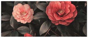 Kép - Vörös virágok sötét háttér előtt (120x50 cm)