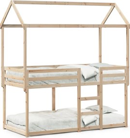 vidaXL tömör fenyőfa emeletes ágy matrac nélkül 90 x 190 cm