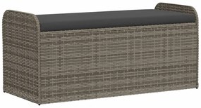 szürke polyrattan tárolópad párnával 115 x 51 x 52 cm