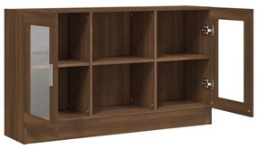 barna tölgy színű szerelt fa vitrinszekrény 120 x 30,5 x 70 cm