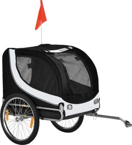 PawHut Kutyakocsi Kerékpárhoz - Háziállat Szállító - Fehér+Fekete 130 x 73 x 90 cm | Aosom