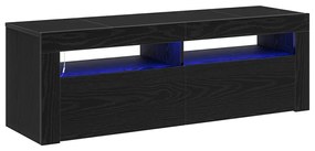 TV Szekrény LED világítással Fekete Tölgy 120x35x40 cm Szerelt Fa