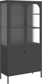 vidaXL fekete üveg és acél magasszekrény 90 x 40 x 180 cm