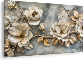 Kép - Márvány háttér virágokkal (90x60 cm)