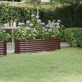barna porszórt acél kerti ültetőláda 152x40x36 cm