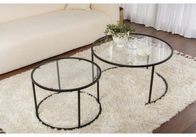 Aurum Black dohányzóasztal szett 80 cm, 2 db