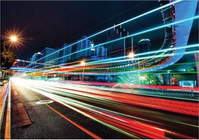 Flizelin fotótapéta Éjszakai város Fények Út Urban 350x250 +ragasztó