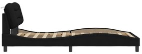 fekete szövet ágykeret LED-ekkel matrac nélkül 100x200 cm