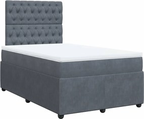 vidaXL sötétszürke bársony rugós ágy matraccal 120 x 200 cm