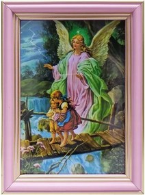 Vászonkép 10x15cm Őrangyal gyaloghíd keret Rózsaszín (915)