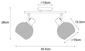 Design spotlámpa fekete füstüveggel 2-lámpás - Chico