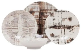 24 darabos barna-fehér porcelán étkészlet