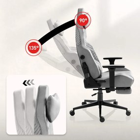 Gamer szék, lábtartóval prémium Grey Noir