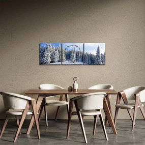 Kép - Tél az erdőben (órával) (90x30 cm)