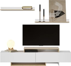 Nappali fal, fehér/artisan tölgy, MILONA