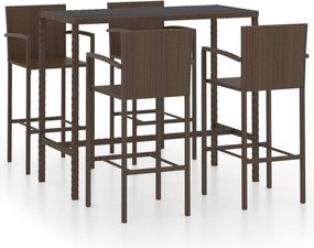 vidaXL 5 részes barna polyrattan kerti bárszett