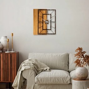 Falióra 49x58 cm, 1xAA, fa/fém kivitelben