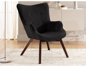 Fekete kordbársony fotel Niko – Ropez