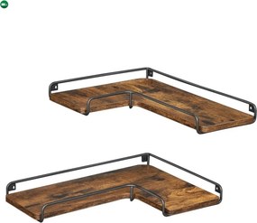 2 darabos sarok fali polc, rusztikus barna 40x29x4cm