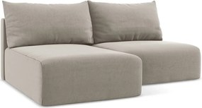 Szürkésbarna bársony kinyitható-tárolóhelyes sarokkanapé (bal oldali-heverő résszel) Kalena – Makamii