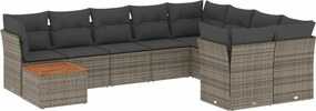 vidaXL 10 részes szürke polyrattan kerti ülőgarnitúra párnákkal
