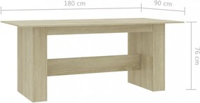 sonoma tölgy színű szerelt fa étkezőasztal 180 x 90 x 76 cm