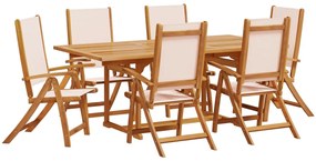 vidaXL 7 részes tömör akácfa és textilén kerti étkezőgarnitúra