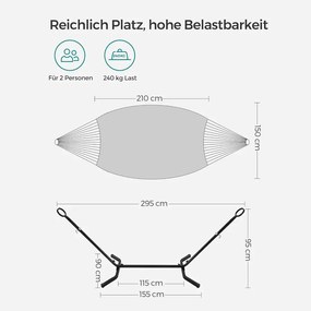 Függőágy, 210 x 150 cm-es függőágy állvánnyal, bézs