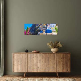 Kép - Santorini, Görögország (órával) (90x30 cm)