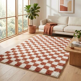Krémszínű-terrakotta színű szőnyeg 120x170 cm Grida – ESTE