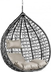 Fekete függőszék KOKON állvány nélkül, világos párna