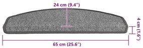 30 db sötétszürke, félkör alakú, nagy lépcsőszőnyegek 65 x 24 x 4 cm