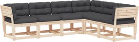 vidaXL 6 részes tömör fenyőfa kerti ülőgarnitúra párnákkal