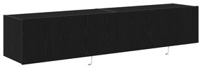TV Faliszekrény LED Fényekkel 2 db Fekete Tölgy 80x35x31 cm