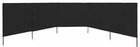 fekete szövet 5-paneles szélfogó 600 x 80 cm