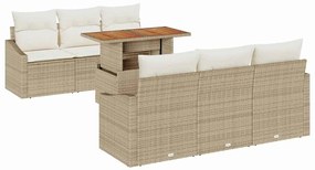 vidaXL Kerti Kanapé Szett tárolóval 7 pcs Bézs Poli rattan