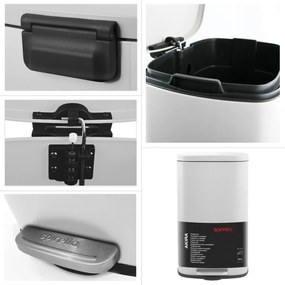 Spirella Pedálový odpadkový koš soft-close Akira 50 l, matt white, 50 l