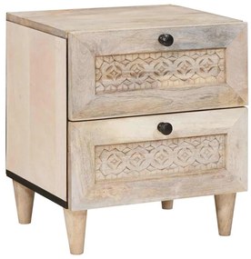 Éjjeli asztal fiókkal 2 pcs Bézs 40 x 33 x 46 cm tömör mangófa