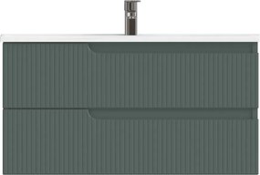 Piramida EURIDIKA fali fürdőszobabútor - műmárvány mosdóval -2 fiókos - PINO ZÖLD - 100 x 48 x 53 cm