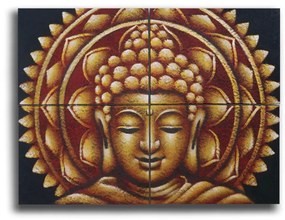 Buddha Mandala Festmény - Arany Brokát Hatás