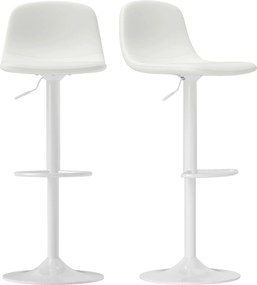 HOMCOM 2 db Barasztal Magas Konyhai Szék Állítható Magasság 84-104 cm Háttámlával és Lábpihentővel PU Kárpitozással 360° Forgó Étkezőpulthoz Fehér | A
