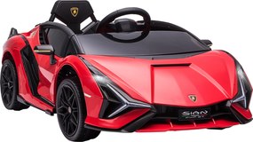 HOMCOM Gyerek Elektromos Autó 12V 2 Mód Lamborghini SIAN SUV Játék Elekromos Jármű Távirányítóval Zene (MP3/USB) Fények 3-5 Éveseknek Fém Piros 108 x