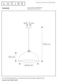 Lucide 30485/40/44 - Csillár zsinóron MARNE 1xE27/60W/230V narancssárga