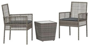 vidaXL Kert Bistro Készlet 3 pcs Szürke polirattan