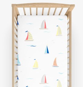 Goldea gyermek gumis pamut lepedő kiságyba - vitorlások 60 x 120 cm