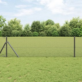 Hegesztett Drótkerítés 13 Oszloppal Szürke 0,4 x 25 m Acél